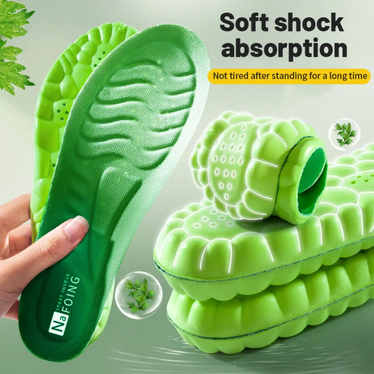 Sport Insoles PU High Stretch Shock Resistant Antibacterial Anti-odorant Breathable Insoles