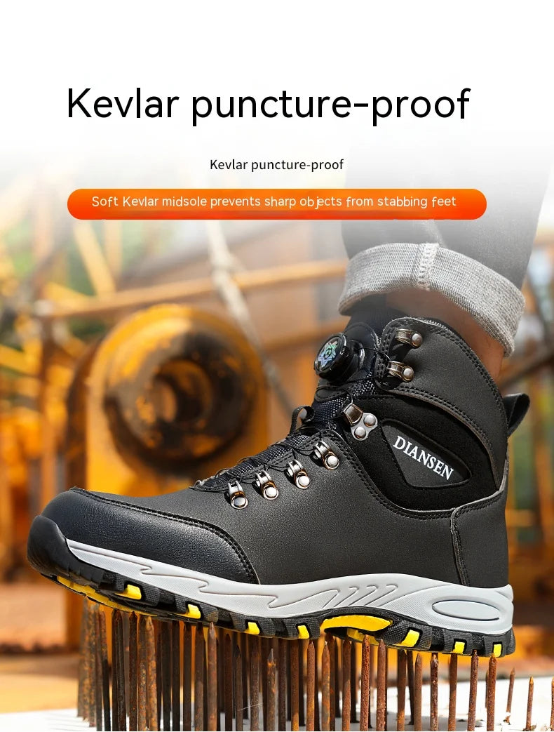 Safety boots with rotating buttons, work indestructible shoes, puncture-proof, work boots, tactical boots