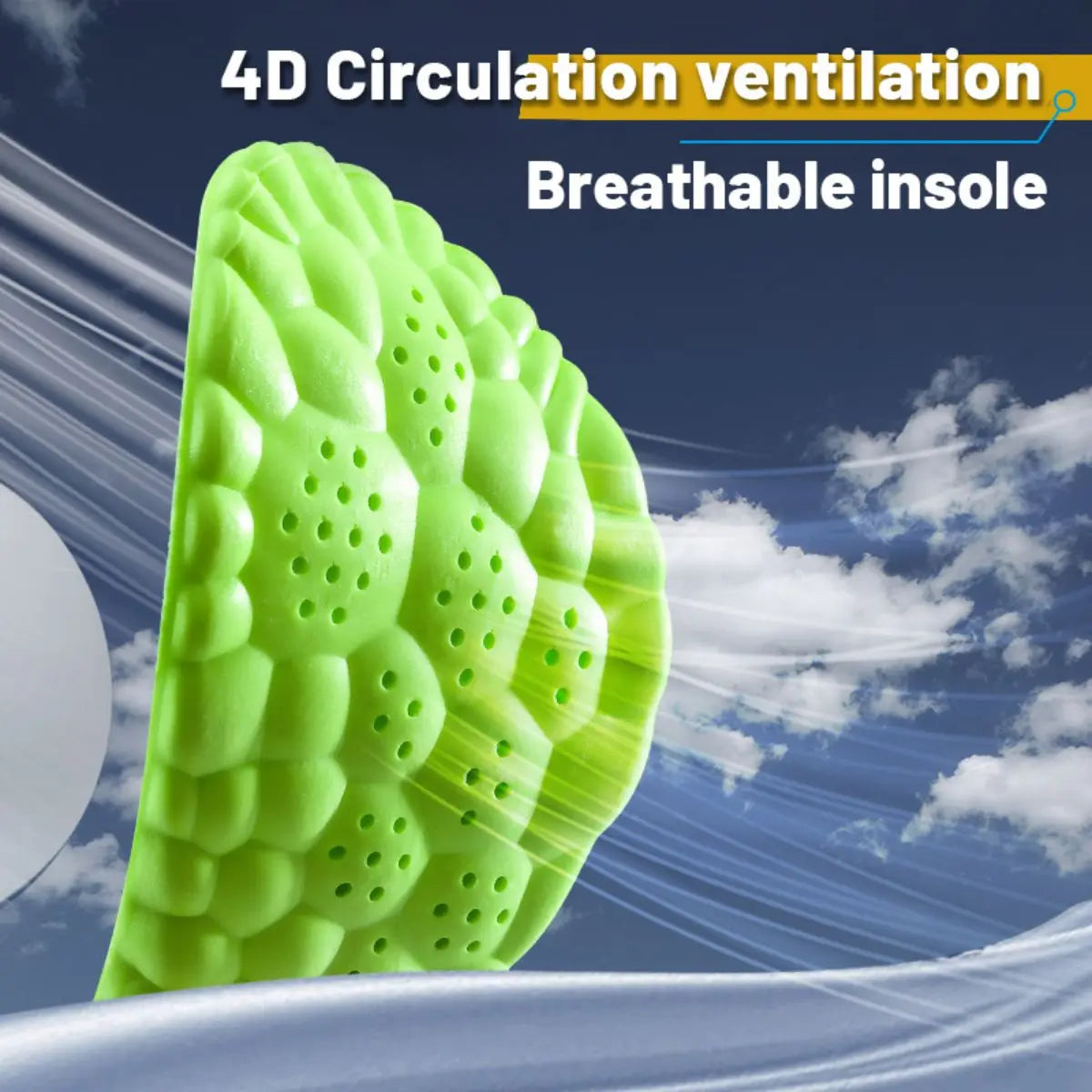 Sport Insoles PU High Stretch Shock Resistant Antibacterial Anti-odorant Breathable Insoles