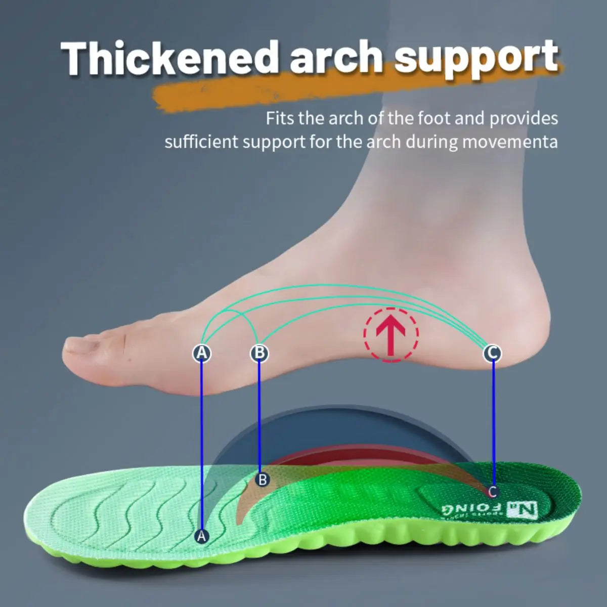 Sport Insoles PU High Stretch Shock Resistant Antibacterial Anti-odorant Breathable Insoles