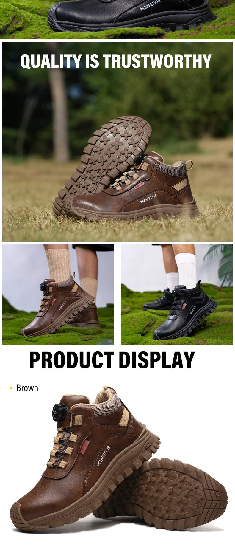 Rotating Button Boots Indestructible Work Boots Non-Slip Impact Resistant
