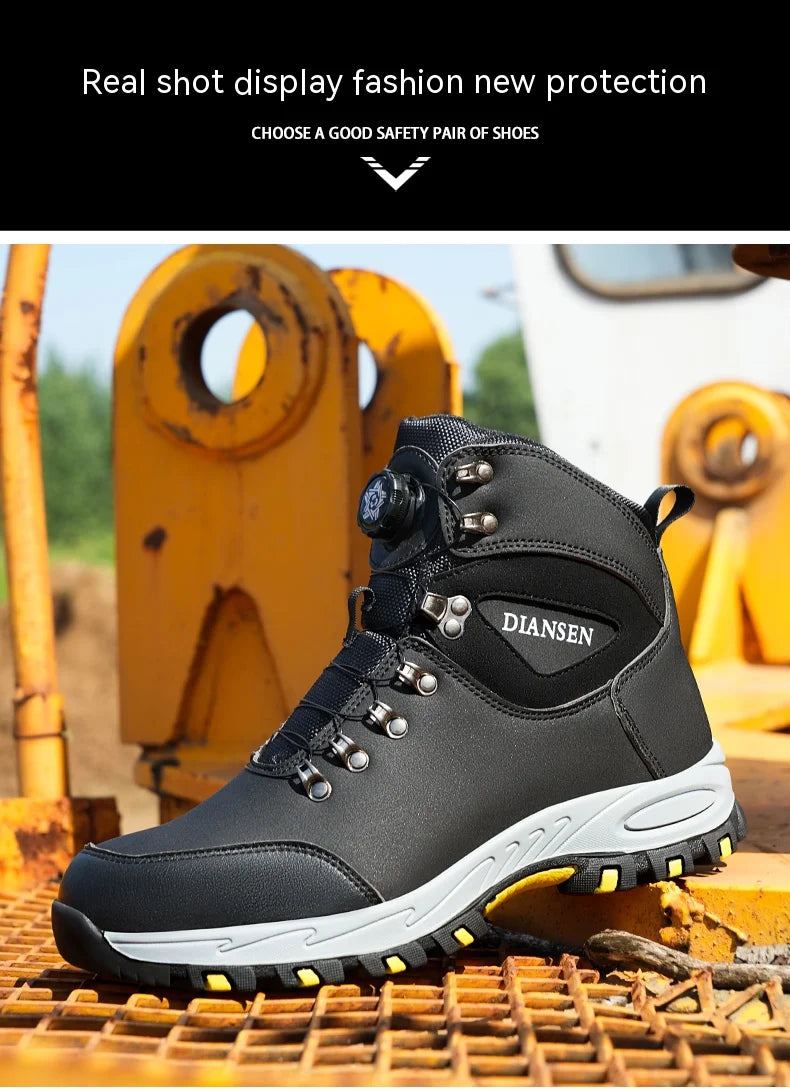 Safety boots with rotating buttons, work indestructible shoes, puncture-proof, work boots, tactical boots