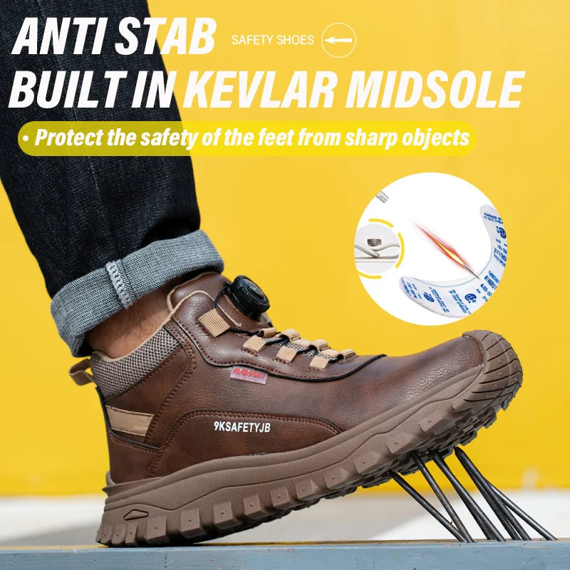 Rotating Button Boots Indestructible Work Boots Non-Slip Impact Resistant