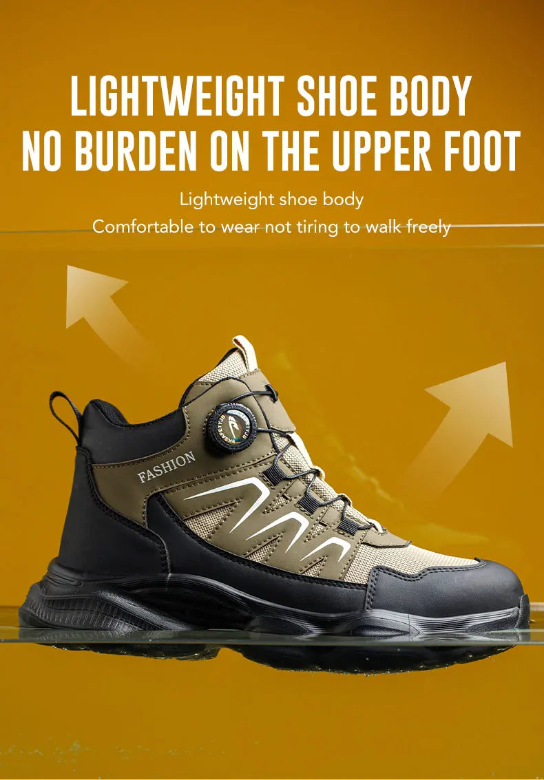 Breathable, non-slip, puncture-resistant safety shoes with steel toe