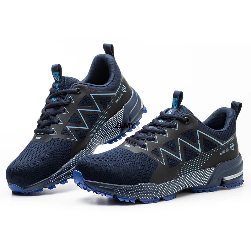 Work shoes for men. Safety, steel toe, breathable work boots with puncture protection.