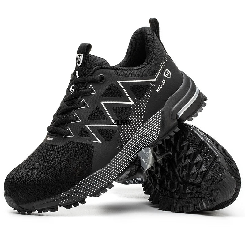 Work shoes for men. Safety, steel toe, breathable work boots with puncture protection.