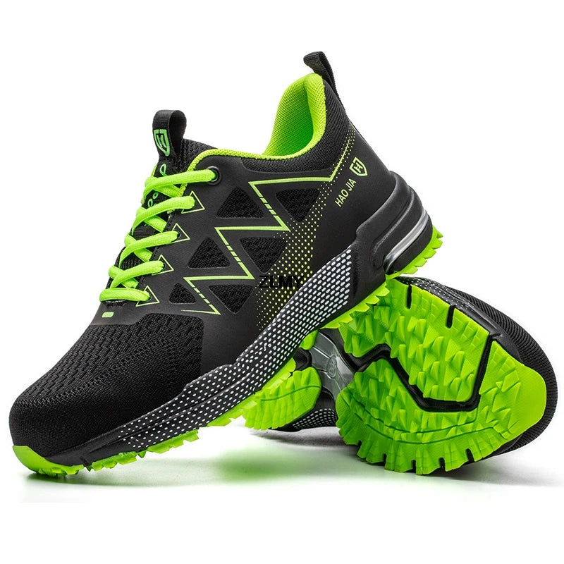 Work shoes for men. Safety, steel toe, breathable work boots with puncture protection.