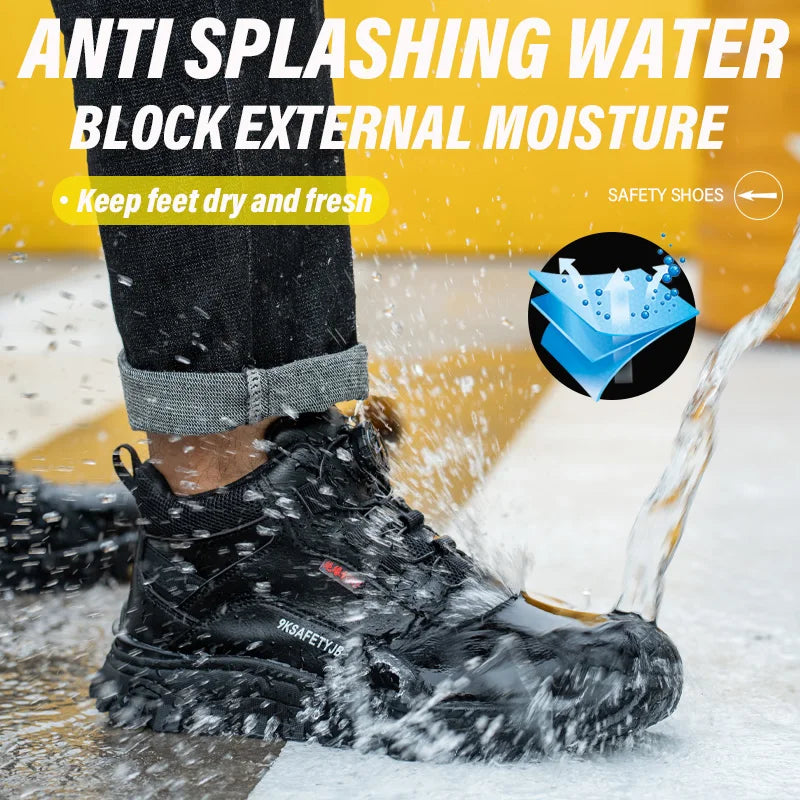 Rotating Button Boots Indestructible Work Boots Non-Slip Impact Resistant