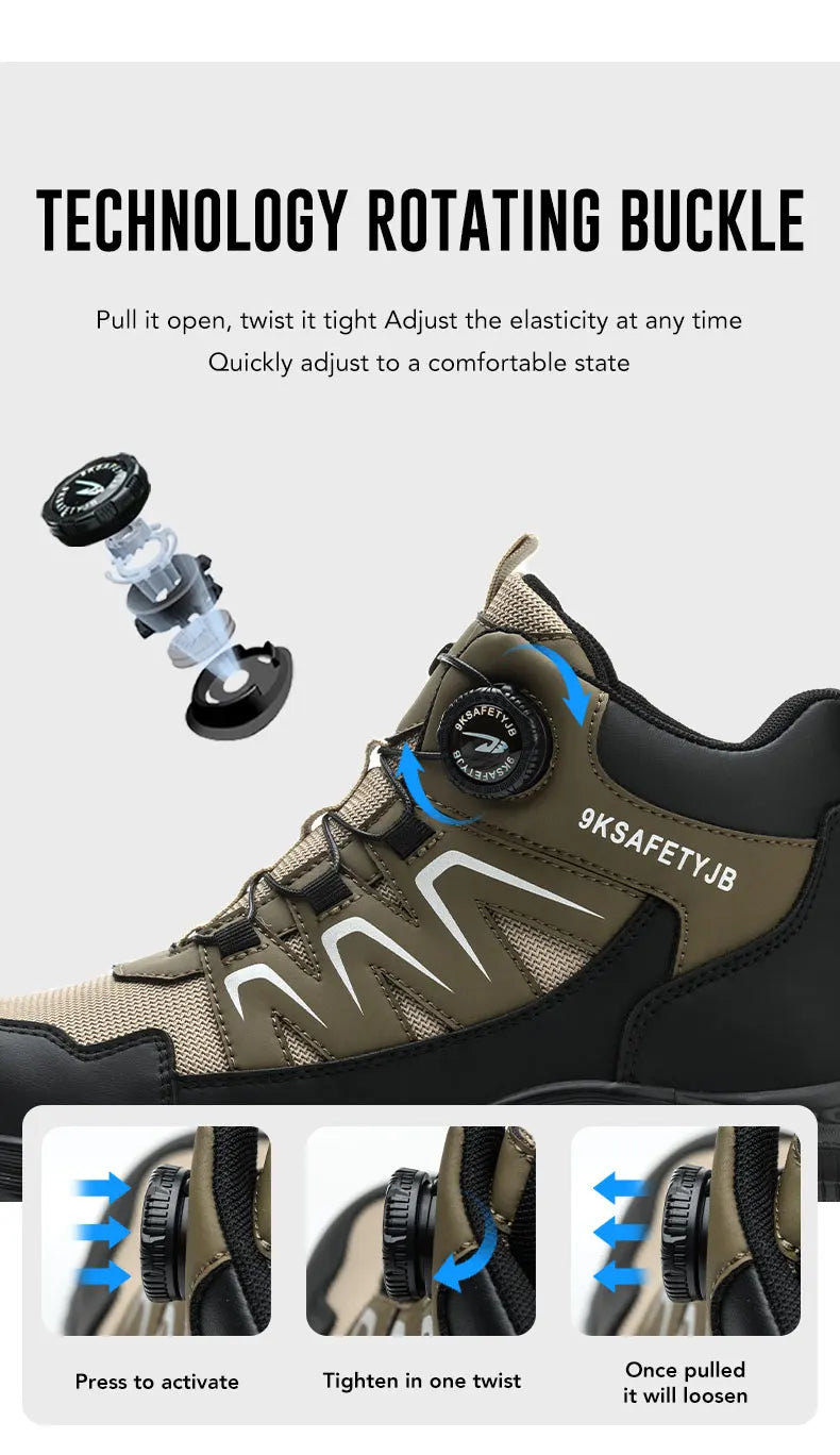 Breathable, non-slip, puncture-resistant safety shoes with steel toe