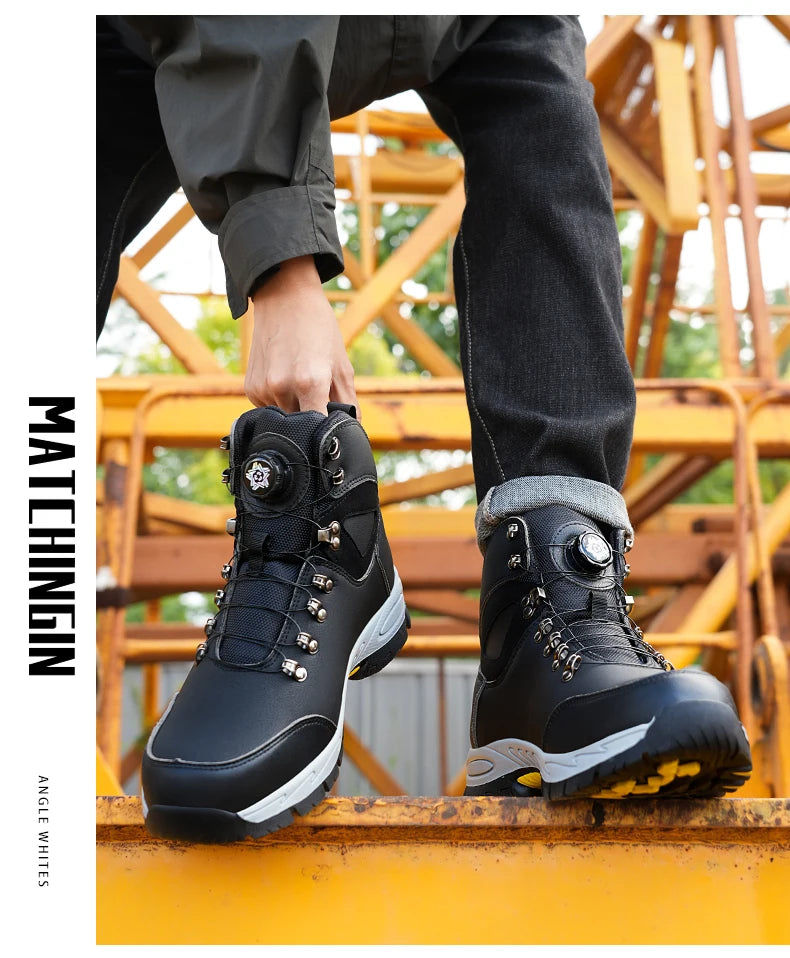 Safety boots with rotating buttons, work indestructible shoes, puncture-proof, work boots, tactical boots