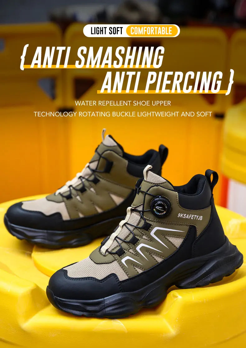 Breathable, non-slip, puncture-resistant safety shoes with steel toe