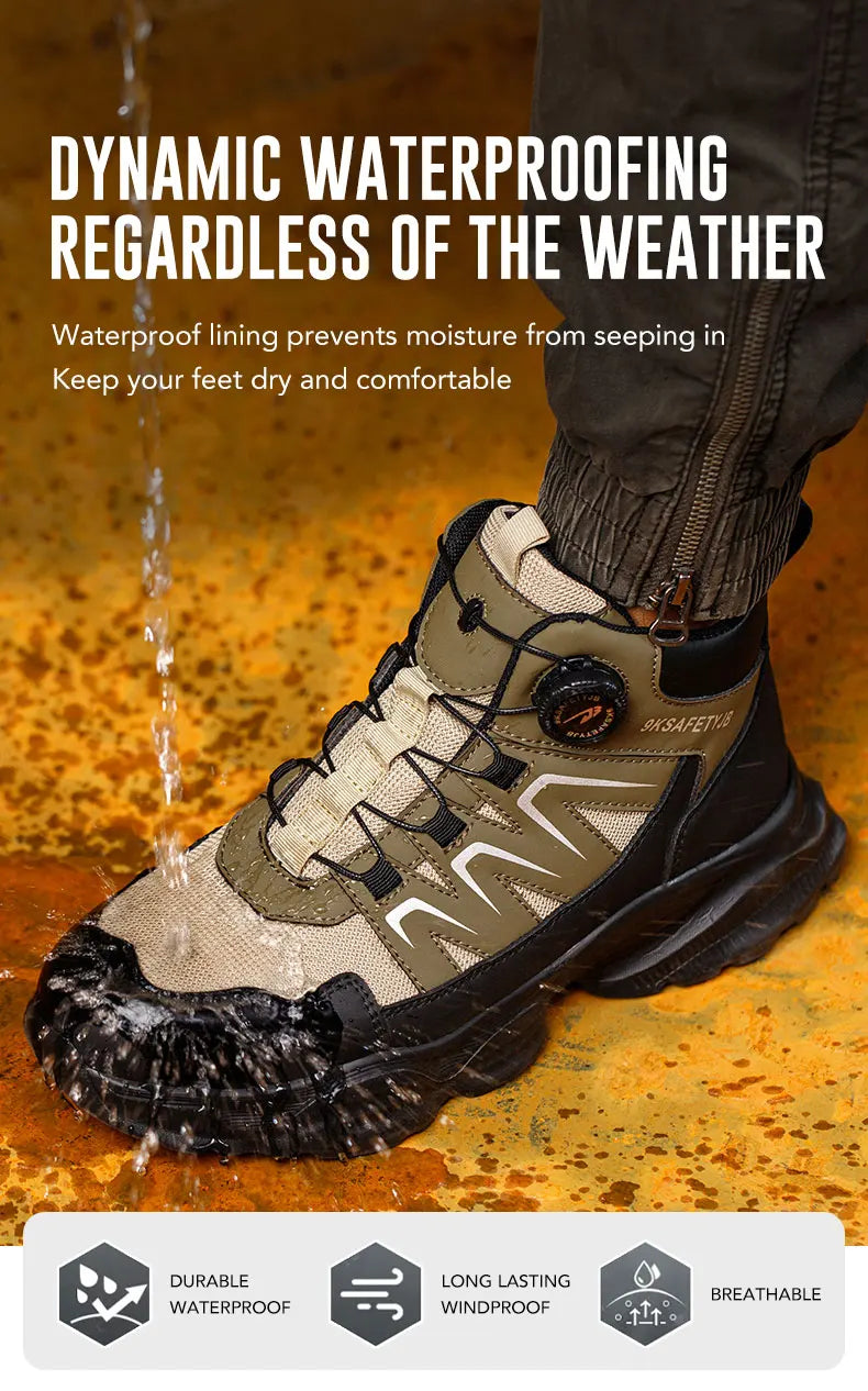 Breathable, non-slip, puncture-resistant safety shoes with steel toe