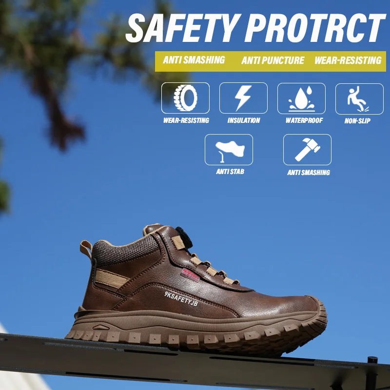 Rotating Button Boots Indestructible Work Boots Non-Slip Impact Resistant