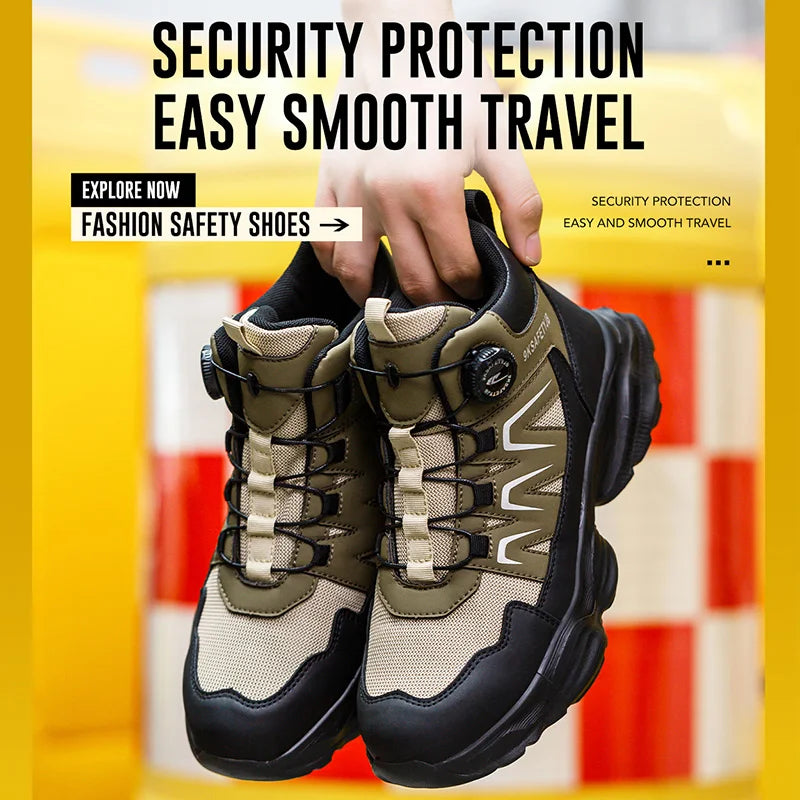 Breathable, non-slip, puncture-resistant safety shoes with steel toe