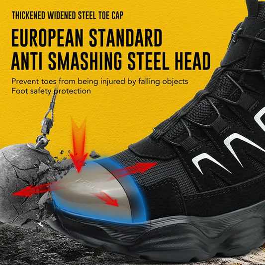 Breathable, non-slip, puncture-resistant safety shoes with steel toe