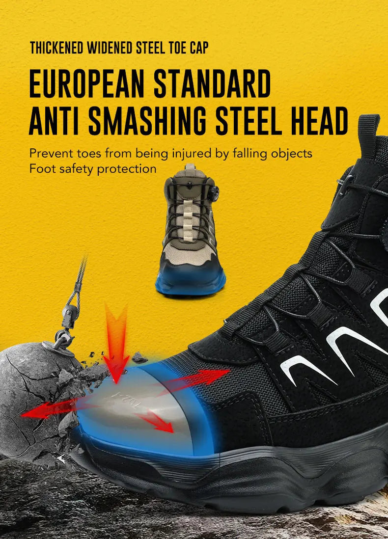 Breathable, non-slip, puncture-resistant safety shoes with steel toe