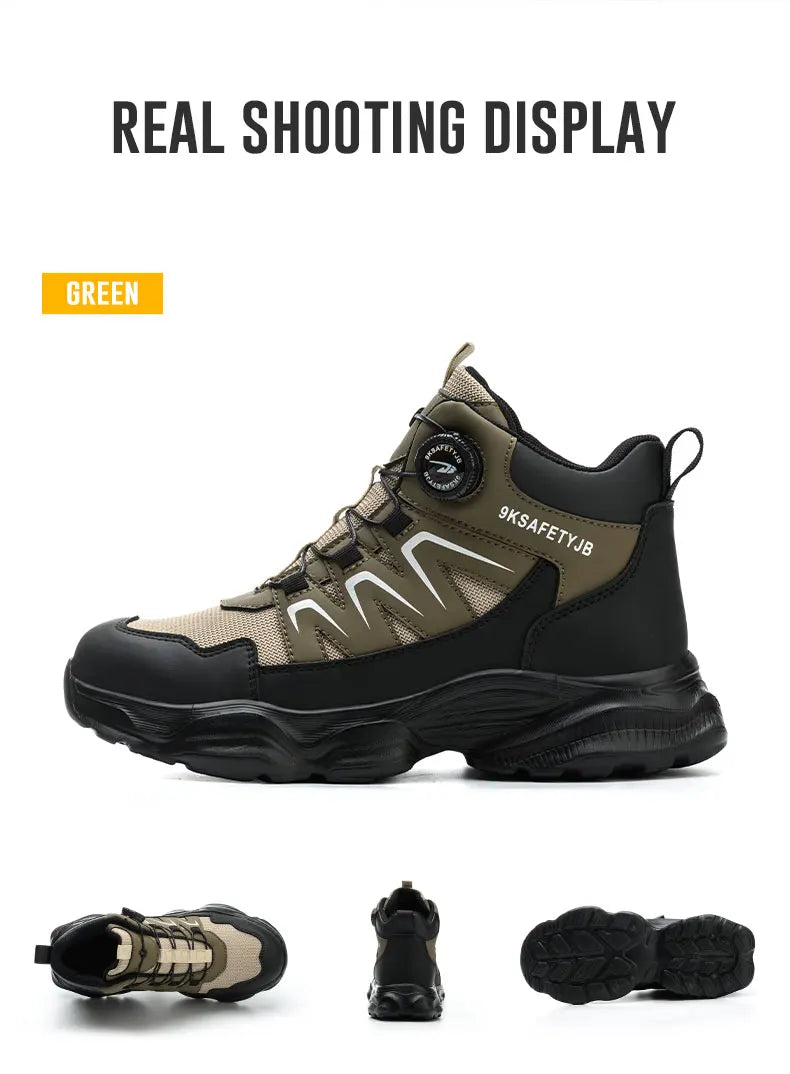 Breathable, non-slip, puncture-resistant safety shoes with steel toe