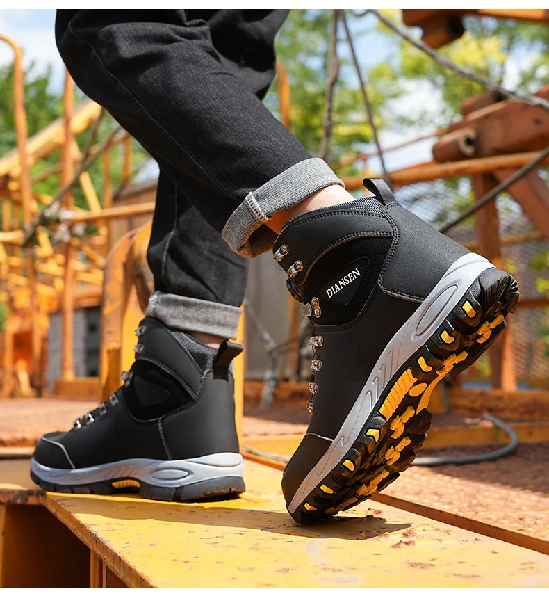 Safety boots with rotating buttons, work indestructible shoes, puncture-proof, work boots, tactical boots