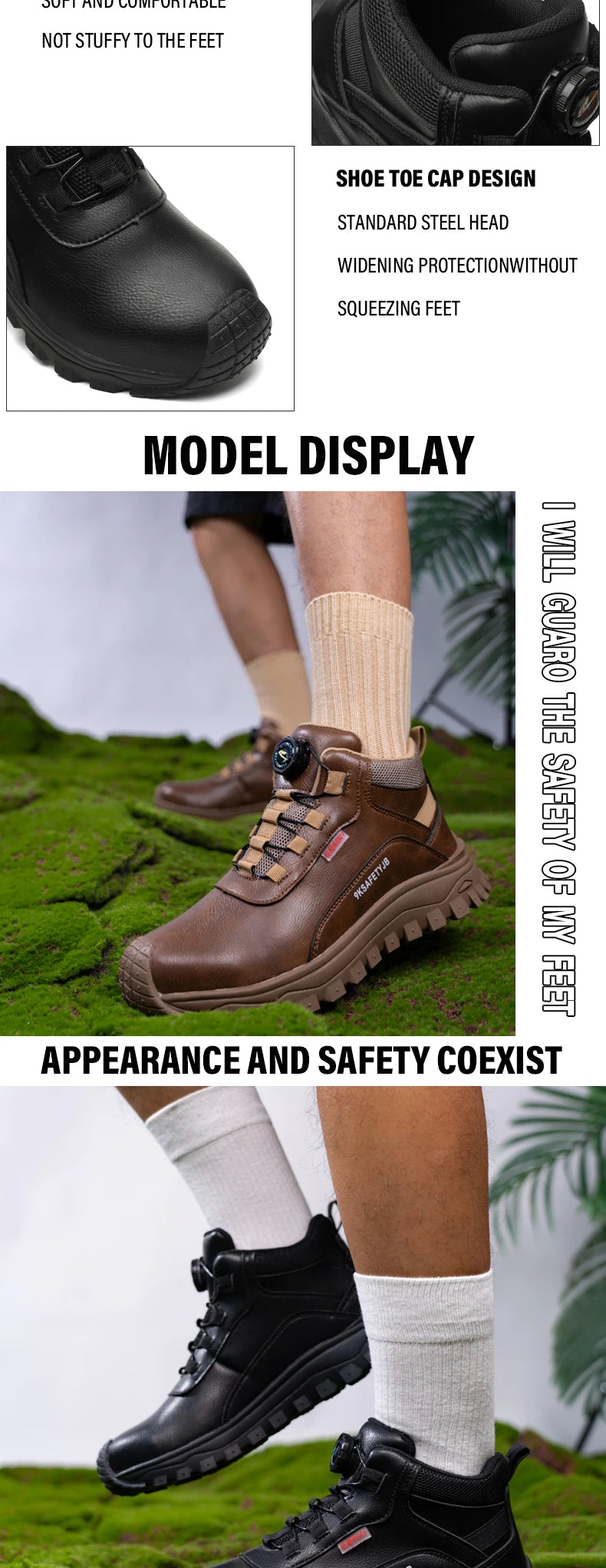 Rotating Button Boots Indestructible Work Boots Non-Slip Impact Resistant