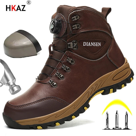 Safety boots with rotating buttons, work indestructible shoes, puncture-proof, work boots, tactical boots