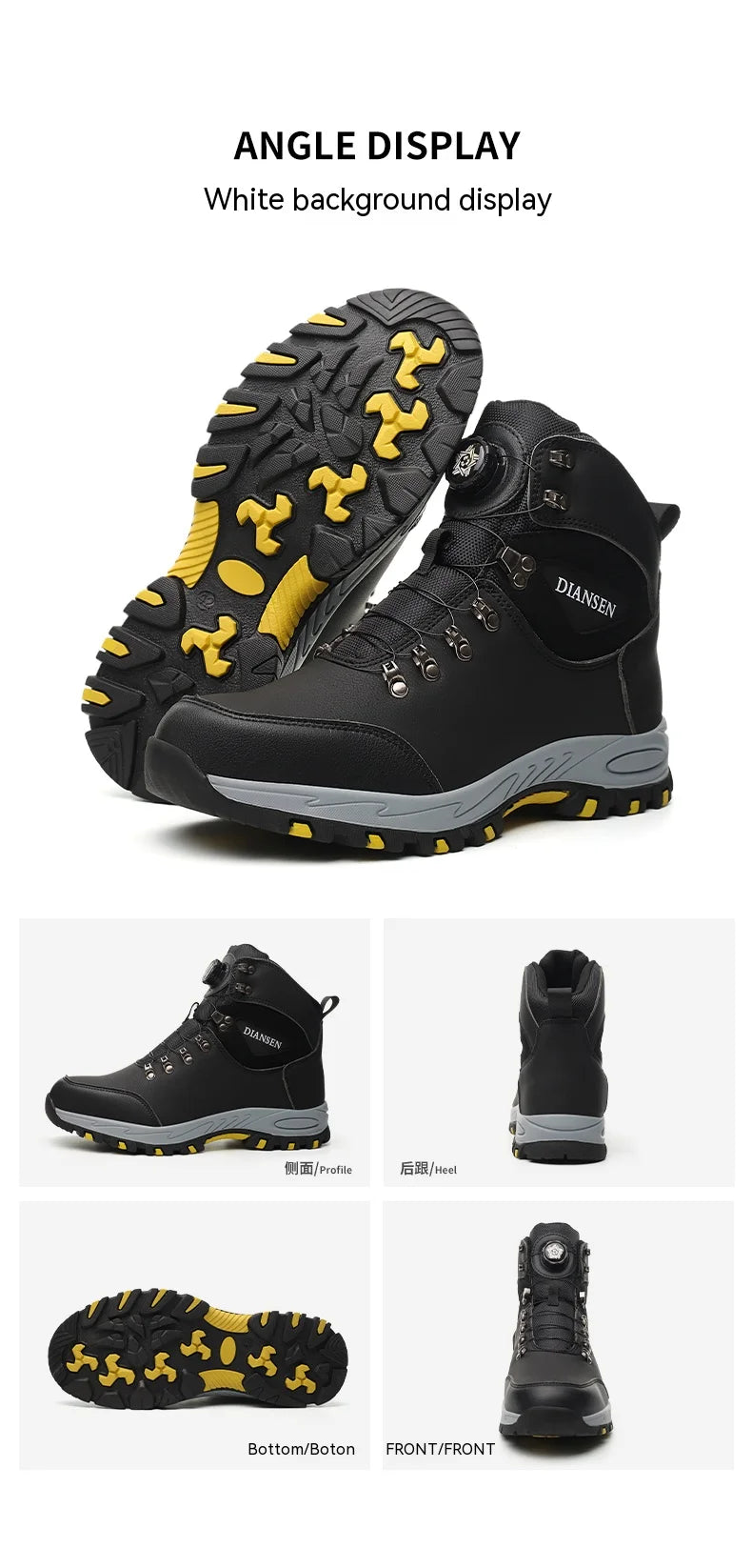 Safety boots with rotating buttons, work indestructible shoes, puncture-proof, work boots, tactical boots