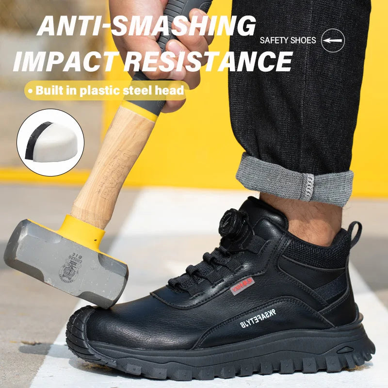 Rotating Button Boots Indestructible Work Boots Non-Slip Impact Resistant