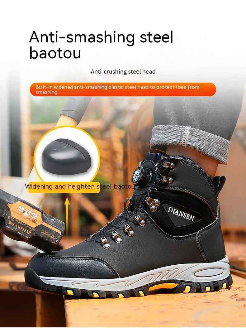 Safety boots with rotating buttons, work indestructible shoes, puncture-proof, work boots, tactical boots