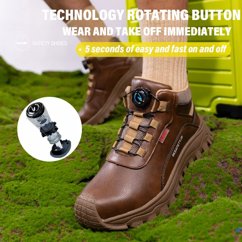 Rotating Button Boots Indestructible Work Boots Non-Slip Impact Resistant