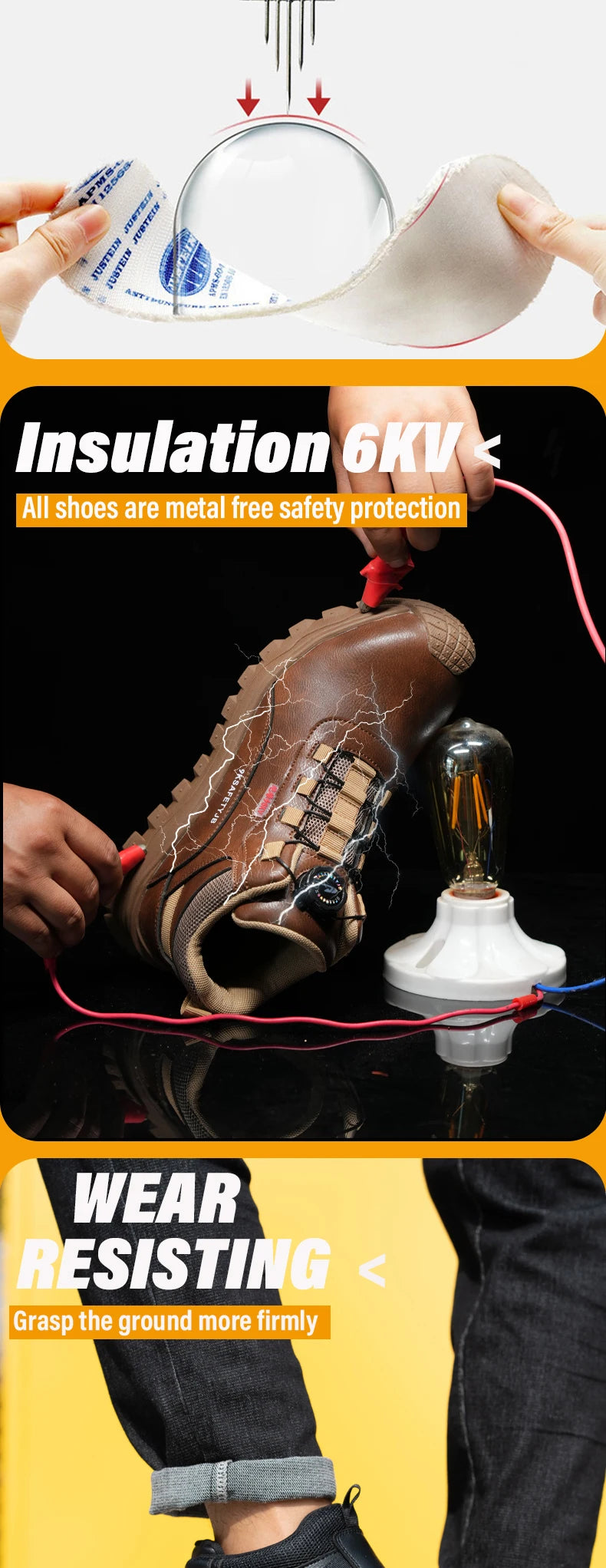 Rotating Button Boots Indestructible Work Boots Non-Slip Impact Resistant