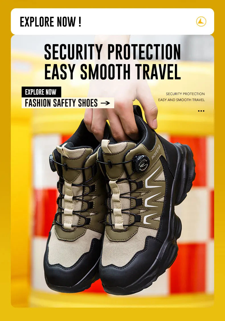 Breathable, non-slip, puncture-resistant safety shoes with steel toe