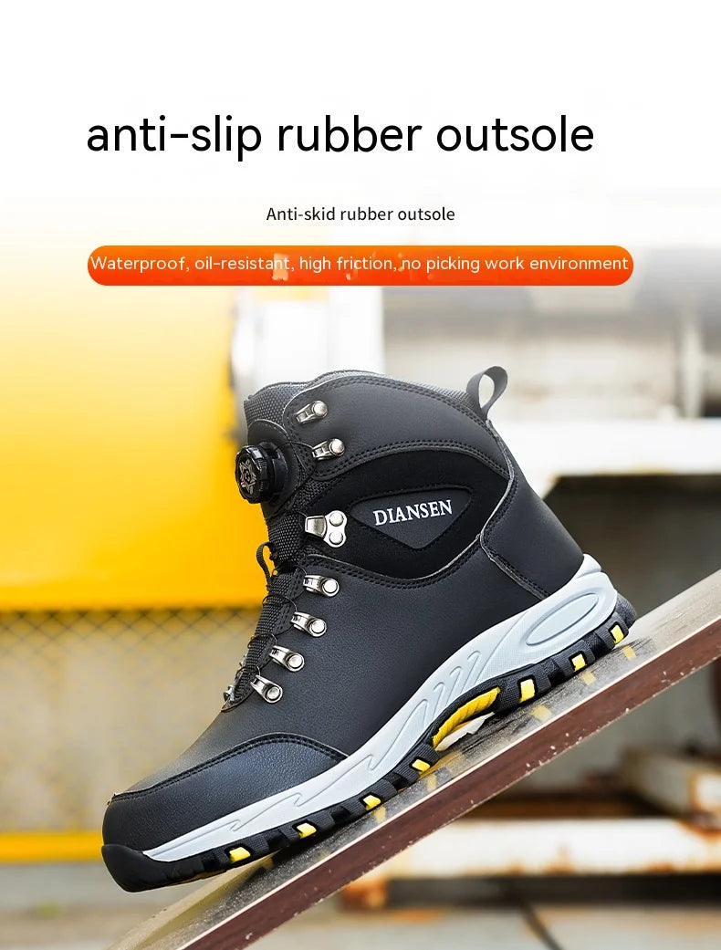 Safety boots with rotating buttons, work indestructible shoes, puncture-proof, work boots, tactical boots