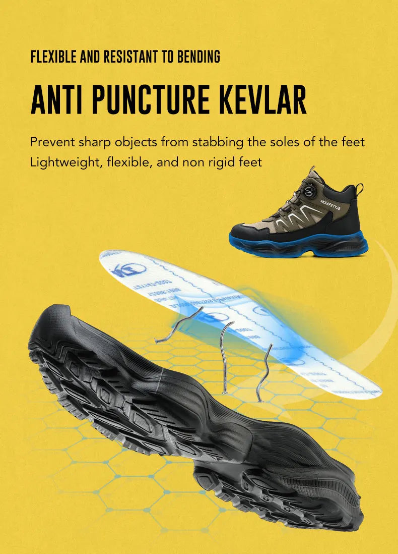 Breathable, non-slip, puncture-resistant safety shoes with steel toe