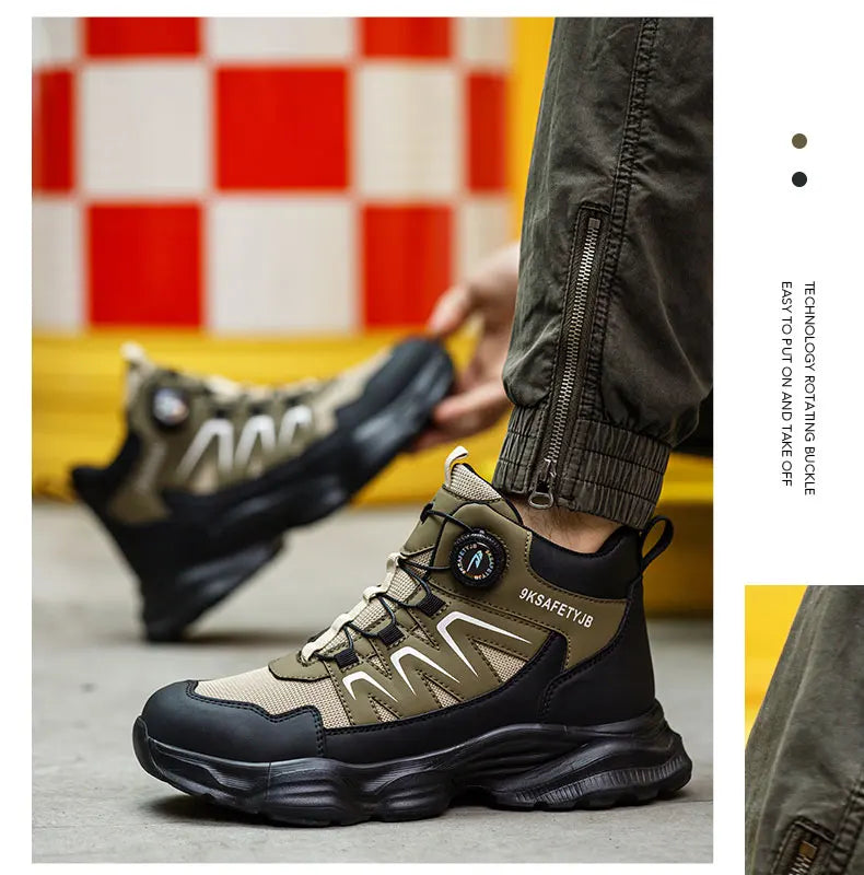 Breathable, non-slip, puncture-resistant safety shoes with steel toe