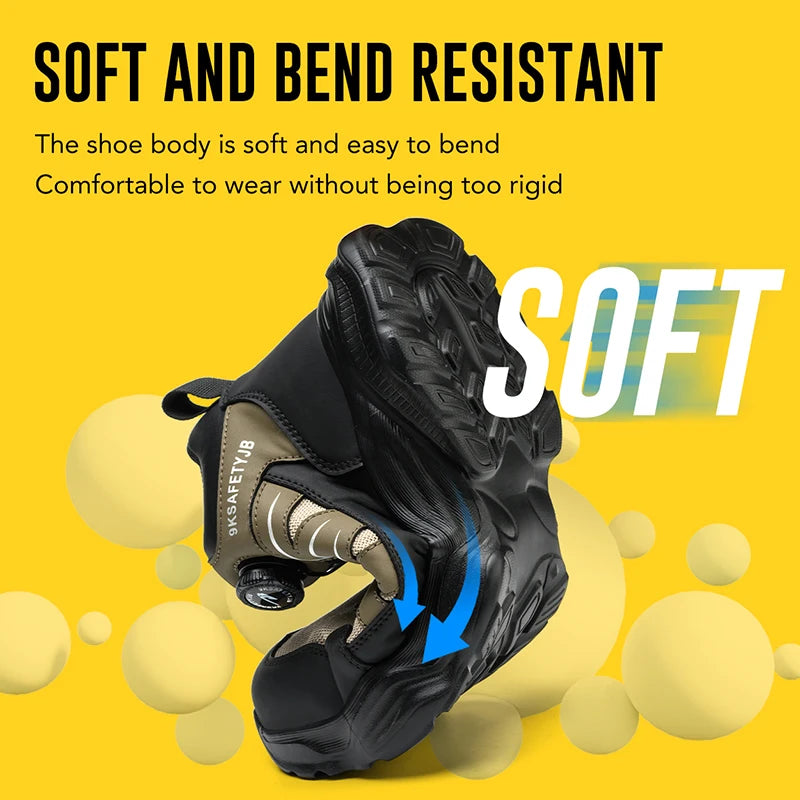 Breathable, non-slip, puncture-resistant safety shoes with steel toe