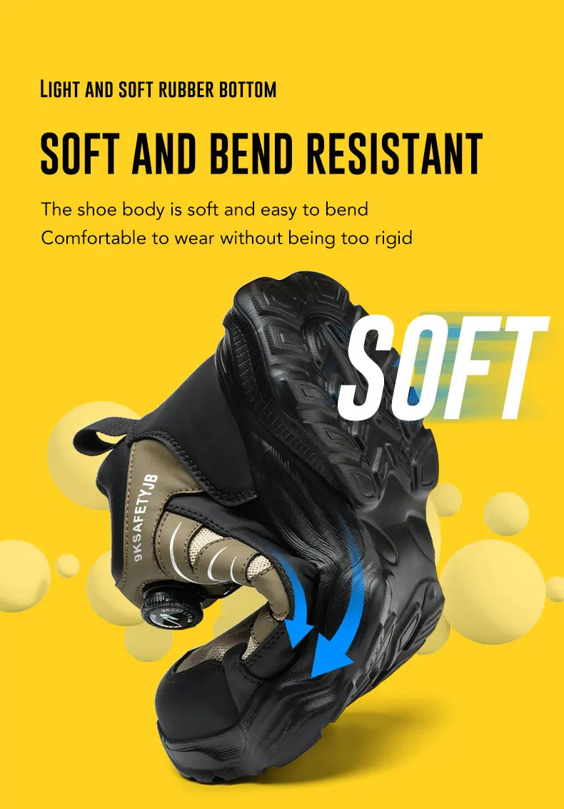 Breathable, non-slip, puncture-resistant safety shoes with steel toe