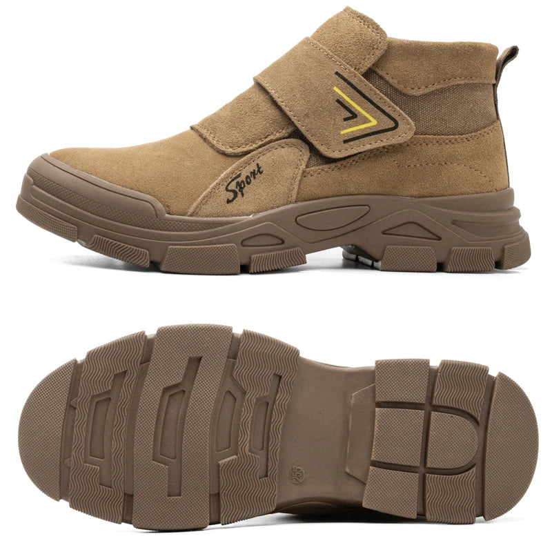 Construction work boots, impact resistant, puncture resistant, steel toe cap, burn resistant, welding boots