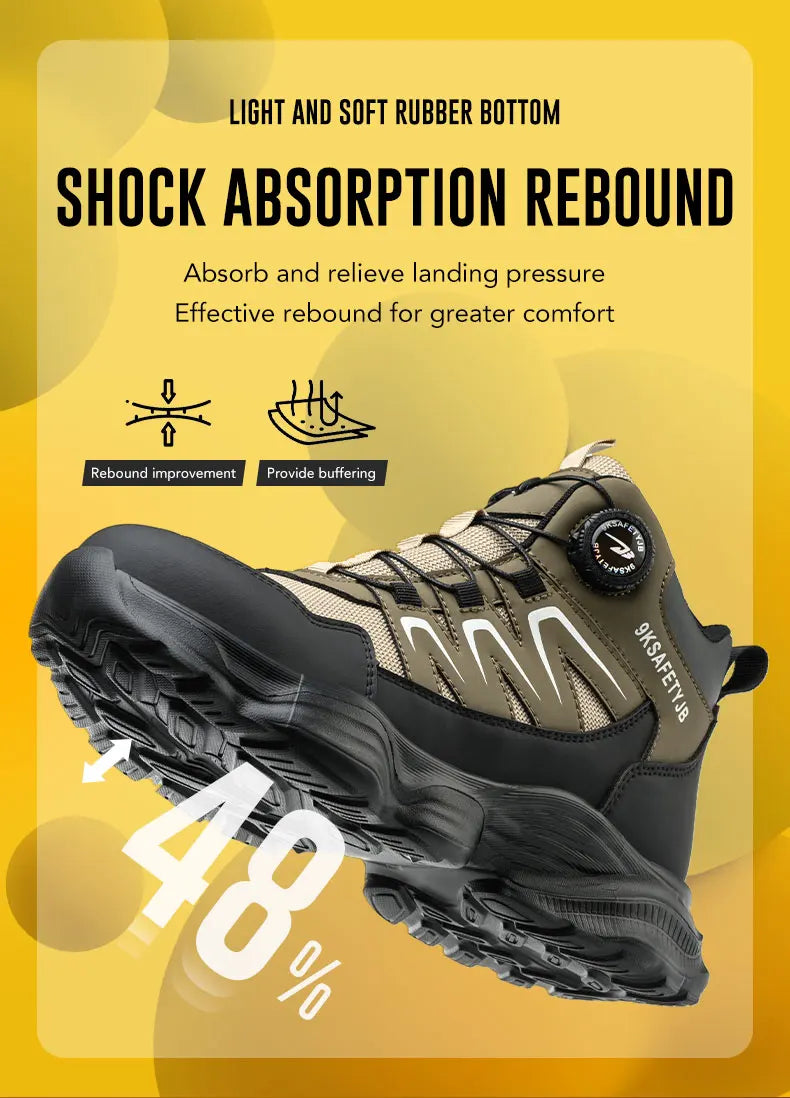 Breathable, non-slip, puncture-resistant safety shoes with steel toe
