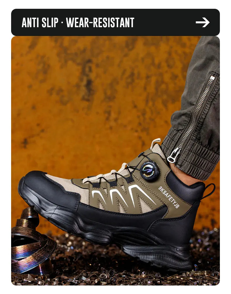 Breathable, non-slip, puncture-resistant safety shoes with steel toe