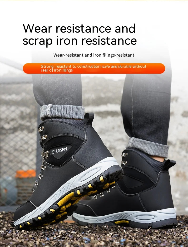 Safety boots with rotating buttons, work indestructible shoes, puncture-proof, work boots, tactical boots