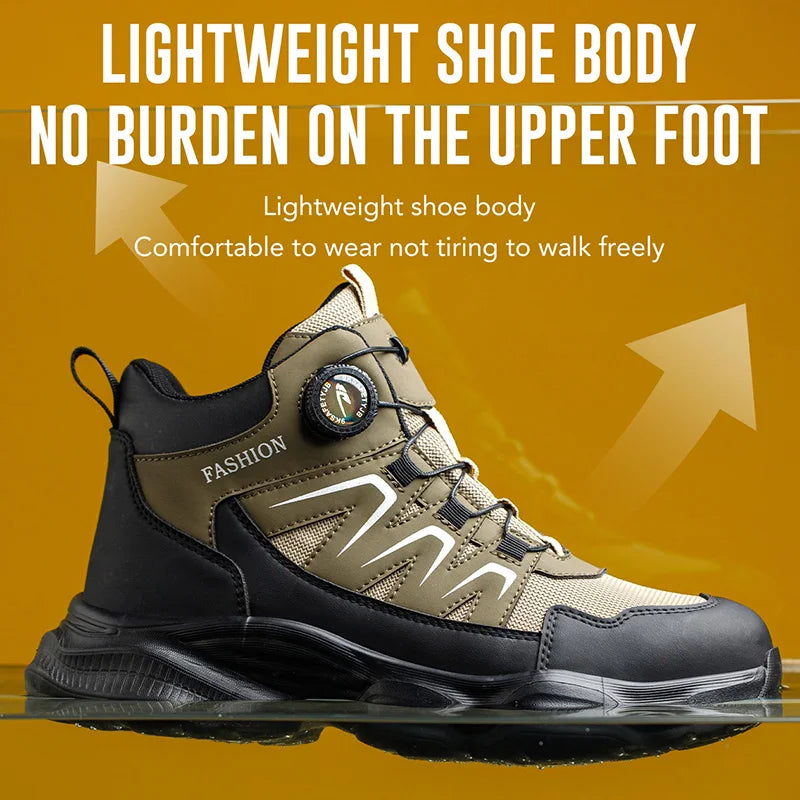 Breathable, non-slip, puncture-resistant safety shoes with steel toe