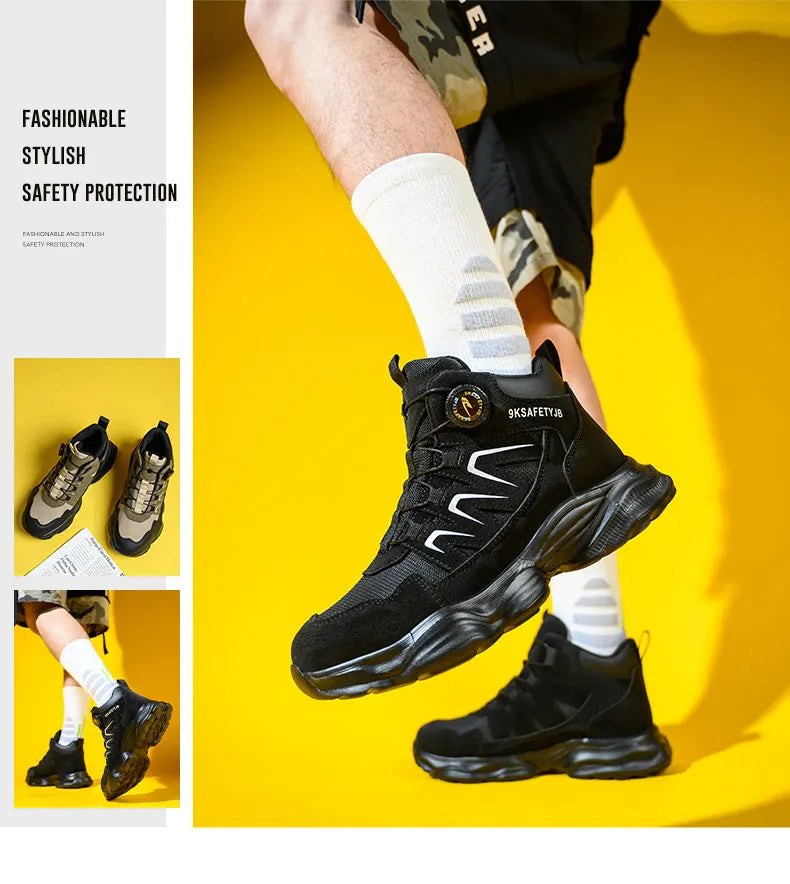 Breathable, non-slip, puncture-resistant safety shoes with steel toe