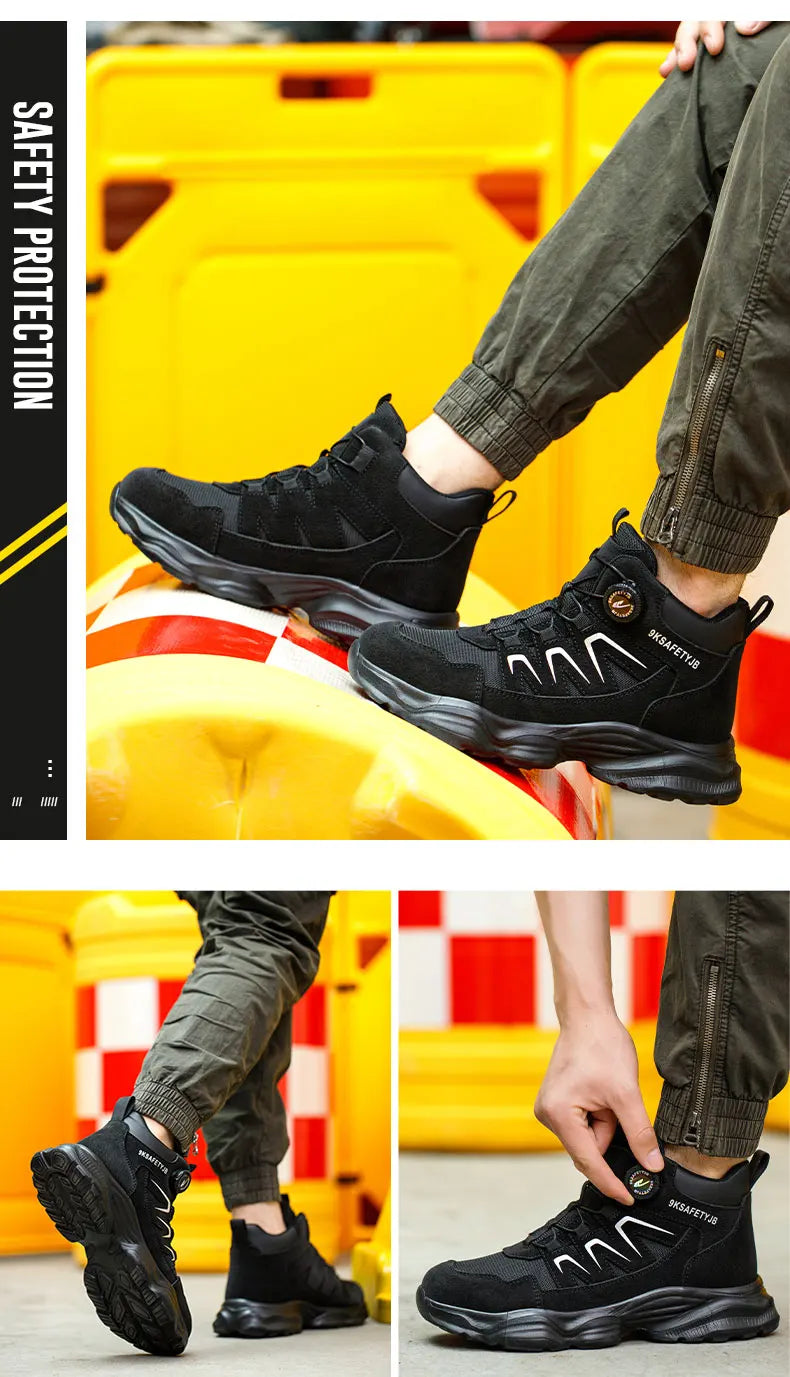 Breathable, non-slip, puncture-resistant safety shoes with steel toe
