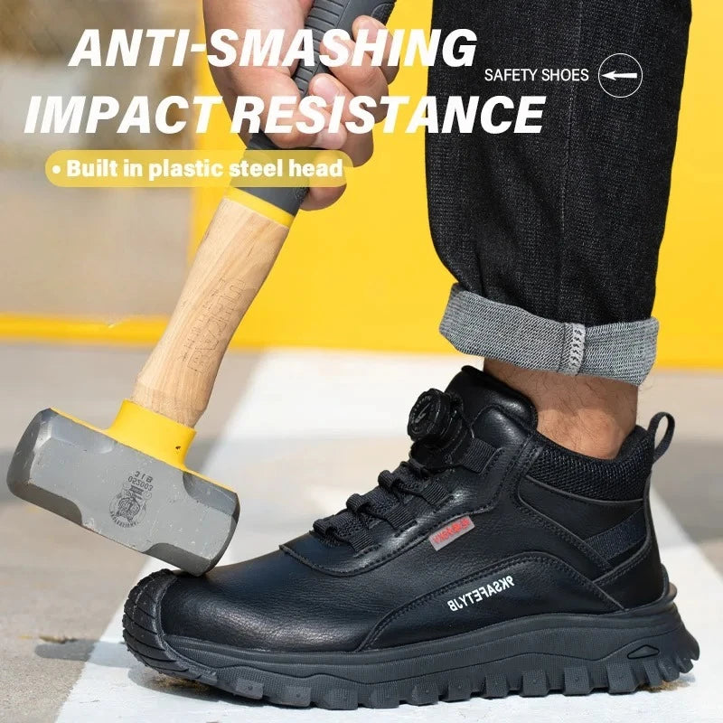 Rotating Button Boots Indestructible Work Boots Non-Slip Impact Resistant