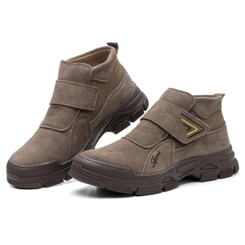 Construction work boots, impact resistant, puncture resistant, steel toe cap, burn resistant, welding boots