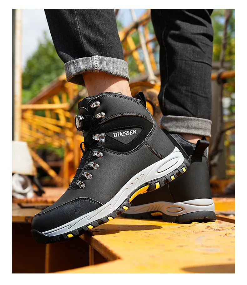 Safety boots with rotating buttons, work indestructible shoes, puncture-proof, work boots, tactical boots