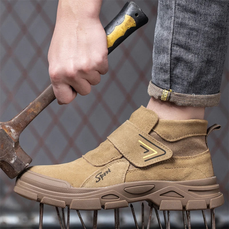 Construction work boots, impact resistant, puncture resistant, steel toe cap, burn resistant, welding boots