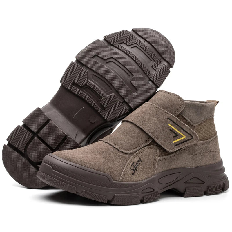 Construction work boots, impact resistant, puncture resistant, steel toe cap, burn resistant, welding boots