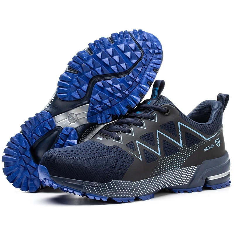 Work shoes for men. Safety, steel toe, breathable work boots with puncture protection.